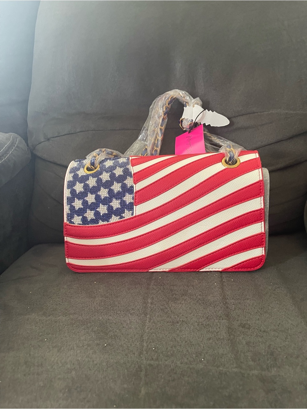 ❌SOLD❌ Betsey Johnson American Flag Accent Shoulder Bag - Red, White & Blue